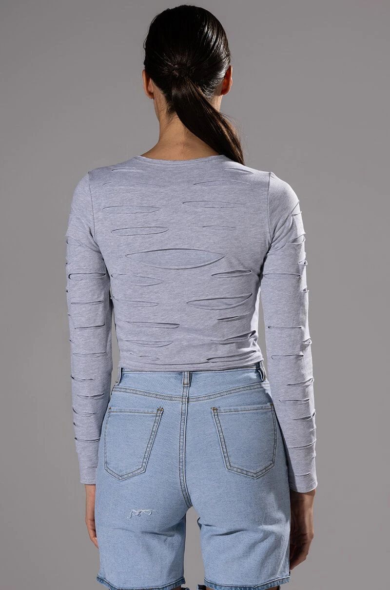 COME AROUND DISTRESSED LONG SLEEVE T SHIRT 7 COME AROUND DISTRESSED LONG SLEEVE T SHIRT - Image 5