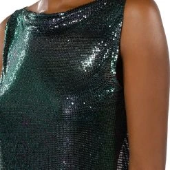COME MY WAY HIGH SHINE CHAINMAIL TANK TOP -helmut shop come my way high shine chainmail tank top green 10 10
