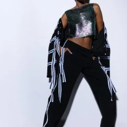 COME MY WAY HIGH SHINE CHAINMAIL TANK TOP -helmut shop come my way high shine chainmail tank top green 2 2