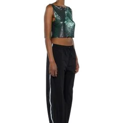 COME MY WAY HIGH SHINE CHAINMAIL TANK TOP -helmut shop come my way high shine chainmail tank top green 7 7