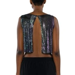 COME MY WAY HIGH SHINE CHAINMAIL TANK TOP -helmut shop come my way high shine chainmail tank top green 9 9