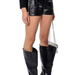 CORA POCKET DETAIL FAUX LEATHER SHORT -helmut shop cora pocket detail faux leather short black 2 2