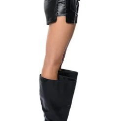 CORA POCKET DETAIL FAUX LEATHER SHORT -helmut shop cora pocket detail faux leather short black 8 8