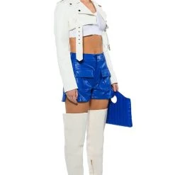 CORA POCKET DETAIL FAUX LEATHER SHORT -helmut shop cora pocket detail faux leather short royal blue 4 4