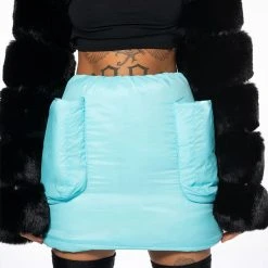 CORI POCKET PUFFER SKIRT -helmut shop cori pocket puffer skirt light blue 2 2