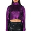 COSMO METALLIC COATED CROP TURTLENECK SWEATER