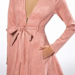 COVET FAUX SUEDE TRENCH DRESS -helmut shop covet faux suede trench dress mauve 6 6