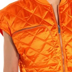 COZY MODE QUILTED SATIN VEST -helmut shop cozy mode quilted satin vest orange 10 10