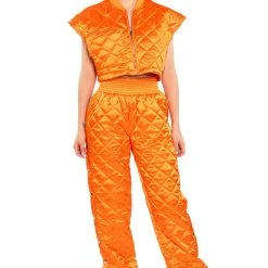 COZY MODE QUILTED SATIN VEST -helmut shop cozy mode quilted satin vest orange 3 3