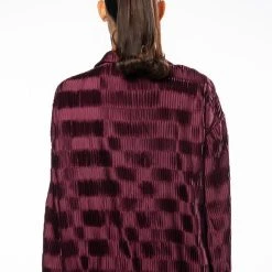 CRINKLE SATIN LONG SLEEVE BUTTON DOWN BLOUSE -helmut shop crinkle satin long sleeve button down blouse dark purple 5 5