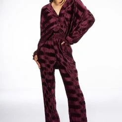 CRINKLE SATIN PALAZZO PANT -helmut shop crinkle satin palazzo pant dark purple 2 2