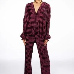 CRINKLE SATIN PALAZZO PANT -helmut shop crinkle satin palazzo pant dark purple 7 7