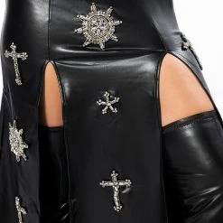 CROSSING MY PATH MAXI FAUX LEATHER SKIRT -helmut shop crossing my path maxi faux leather skirt black 10 10 c1