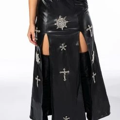 CROSSING MY PATH MAXI FAUX LEATHER SKIRT -helmut shop crossing my path maxi faux leather skirt black 1 1 c1