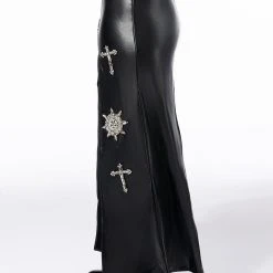 CROSSING MY PATH MAXI FAUX LEATHER SKIRT -helmut shop crossing my path maxi faux leather skirt black 8 8 c1