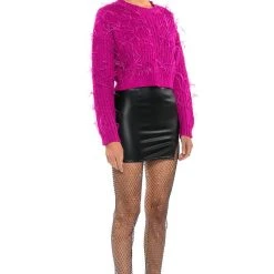 CUFFING SEASON FEATHER DETAIL SWEATER -helmut shop cuffing season feather detail sweater dark pink 2 2