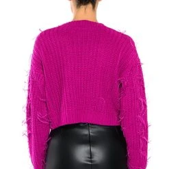 CUFFING SEASON FEATHER DETAIL SWEATER -helmut shop cuffing season feather detail sweater dark pink 4 4