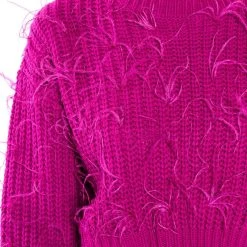 CUFFING SEASON FEATHER DETAIL SWEATER -helmut shop cuffing season feather detail sweater dark pink 5 5