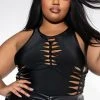 CUT OUT SLEEVELESS BODYSUIT -helmut shop cut out sleeveless bodysuit black 1 1