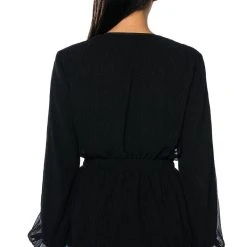 DAHLIA DEEP V PEPLUM BLOUSE -helmut shop dahlia deep v peplum blouse black 4 4