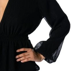 DAHLIA DEEP V PEPLUM BLOUSE -helmut shop dahlia deep v peplum blouse black 5 5