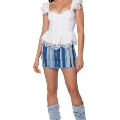 DAINTY RUFFLES PEPLUM CORSET TOP -helmut shop dainty ruffles peplum corset top white 3 3