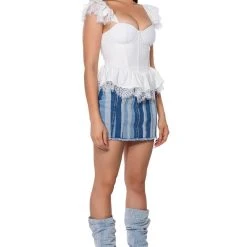 DAINTY RUFFLES PEPLUM CORSET TOP -helmut shop dainty ruffles peplum corset top white 4 4