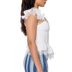 DAINTY RUFFLES PEPLUM CORSET TOP -helmut shop dainty ruffles peplum corset top white 5 5