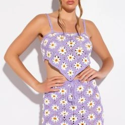 DAISY BABY CROCHET HANDKERCHIEF TOP -helmut shop daisy baby crochet strapless top light purple 2 2