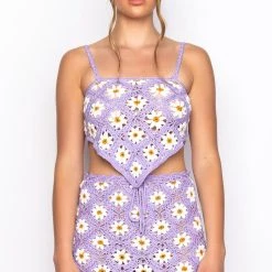 DAISY BABY CROCHET HANDKERCHIEF TOP -helmut shop daisy baby crochet strapless top light purple 4 4