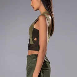 DAKOTA SYMMETRIC CUTOUT TOP -helmut shop dakota symmetric cutout top olive 4 4