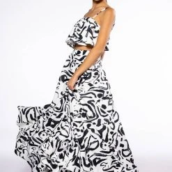 DALI'S MUSE BANDEAU ABSTRACT MAXI SKIRT -helmut shop dalis muse bandeau abstract maxi skirt white black 3 3