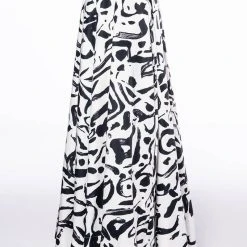 DALI'S MUSE BANDEAU ABSTRACT MAXI SKIRT -helmut shop dalis muse bandeau abstract maxi skirt white black 5 5