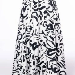 DALI'S MUSE BANDEAU ABSTRACT MAXI SKIRT -helmut shop dalis muse bandeau abstract maxi skirt white black 6 6