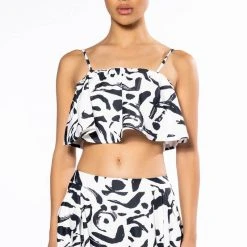 DALI'S MUSE BANDEAU ABSTRACT TOP -helmut shop dalis muse bandeau abstract top white black 4 4