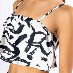 DALI'S MUSE BANDEAU ABSTRACT TOP -helmut shop dalis muse bandeau abstract top white black 7 7