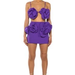 WHAT ITS LIKE FLORAL APPLIQUE MINI SKIRT -helmut shop danza kuduro mini skirt purple 5 5