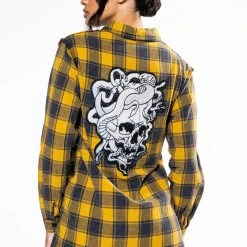 DARK FANTASY BUTTON DOWN FLANNEL -helmut shop dark fantasy button down flannel yellow multi 2 2