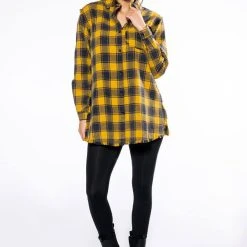 DARK FANTASY BUTTON DOWN FLANNEL -helmut shop dark fantasy button down flannel yellow multi 3 3