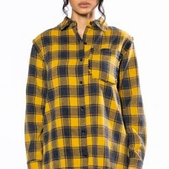 DARK FANTASY BUTTON DOWN FLANNEL -helmut shop dark fantasy button down flannel yellow multi 4 4