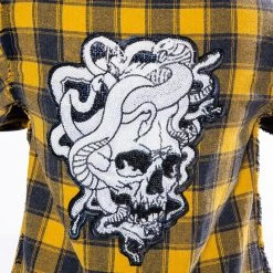 DARK FANTASY BUTTON DOWN FLANNEL -helmut shop dark fantasy button down flannel yellow multi 7 7