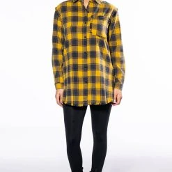 DARK FANTASY BUTTON DOWN FLANNEL -helmut shop dark fantasy button down flannel yellow multi 8 8