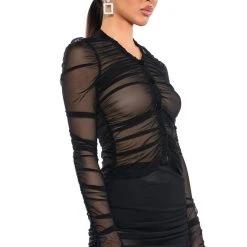 DASHING MESH TIGHT FITTED BUTTON DOWN -helmut shop dashing mesh tight fitted button down black 2 2