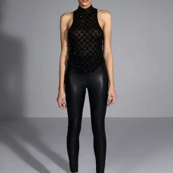 DATE NIGHT BEADED CROP TOP -helmut shop date night beaded crop top black 7 7