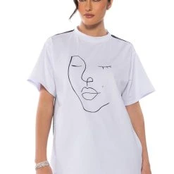 DAY AND NIGHT EMBELLISHED GRAPHIC OVERSIZED TSHIRT