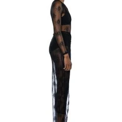 DAY BY DAY LACE JUMPSUIT AND TWIST FRONT MAXI SKIRT SET -helmut shop day by day lace jumpsuit and twist front maxi skirt set black 6 6