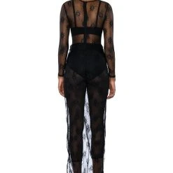 DAY BY DAY LACE JUMPSUIT AND TWIST FRONT MAXI SKIRT SET -helmut shop day by day lace jumpsuit and twist front maxi skirt set black 8 8