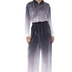 DAY TO NIGHT PLEATED SATIN BUTTON DOWN IN BLACK WHITE -helmut shop day to night pleated satin button down in black white black white 4 4