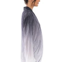 DAY TO NIGHT PLEATED SATIN BUTTON DOWN IN BLACK WHITE -helmut shop day to night pleated satin button down in black white black white 5 5