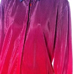 DAY TO NIGHT PLEATED SATIN BUTTON DOWN IN RED MULTI -helmut shop day to night pleated satin button down in red multi red multi 8 8